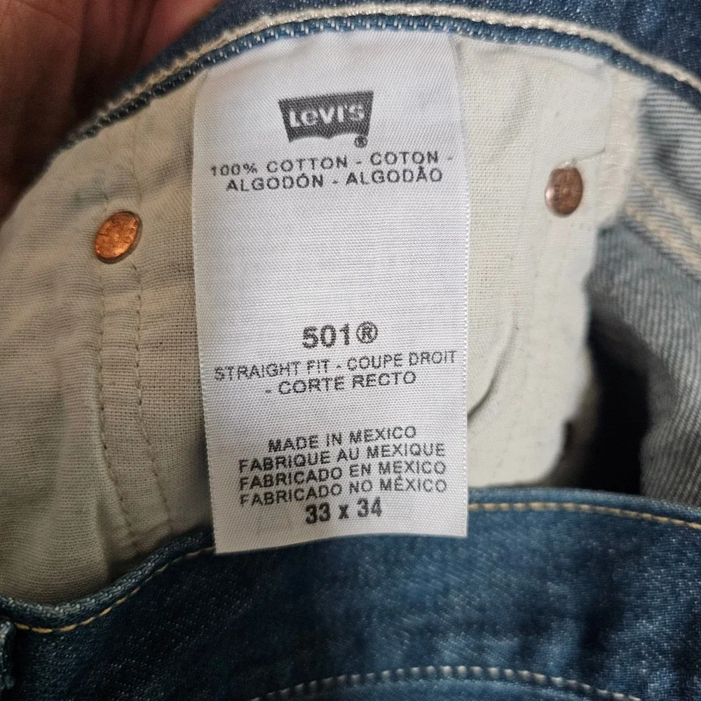 Levis 501 Jeans Men's W33 L34 Straight Fit Button‎ Fly Dark Wash Denim Classic